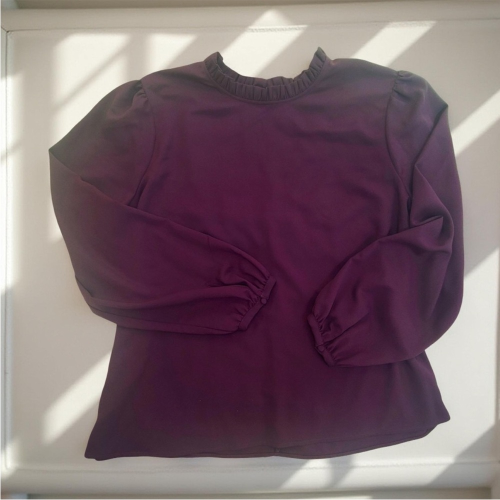 Worthington Plum Blouse with Ruffled Neckline